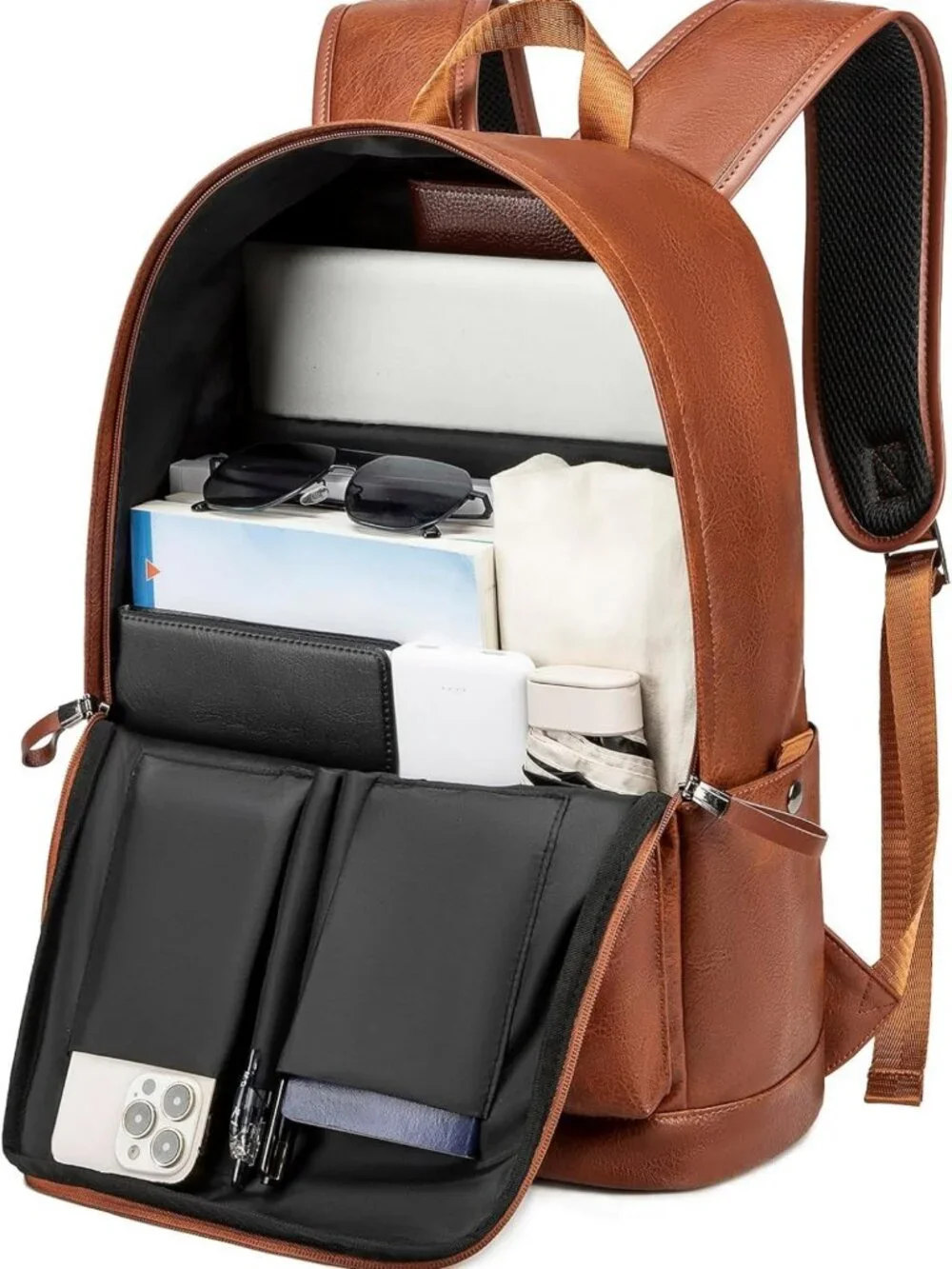 Stylish Waterproof Leather Laptop Backpack for Men & Women - Lightweight Travel